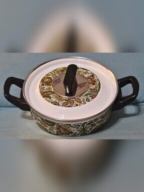 Vintage Fancipans Avacado Paisley Pattern Dish with Lid